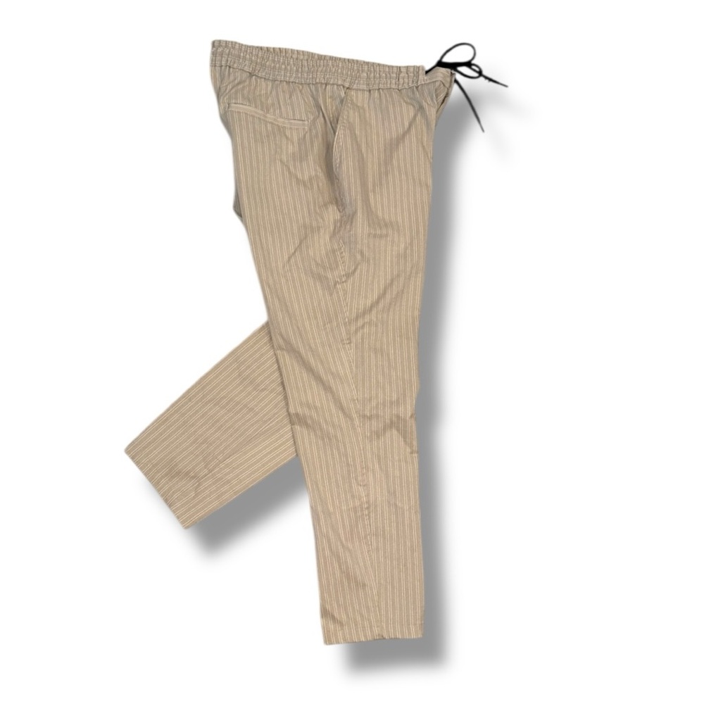 Topman Drawstring Pants W32 L30 Beige Pinstripe Elastic Waist